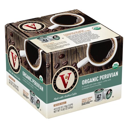 VICTOR ALLEN Organic Peruvian Coffee Single Serve Cup, PK42 FG014589